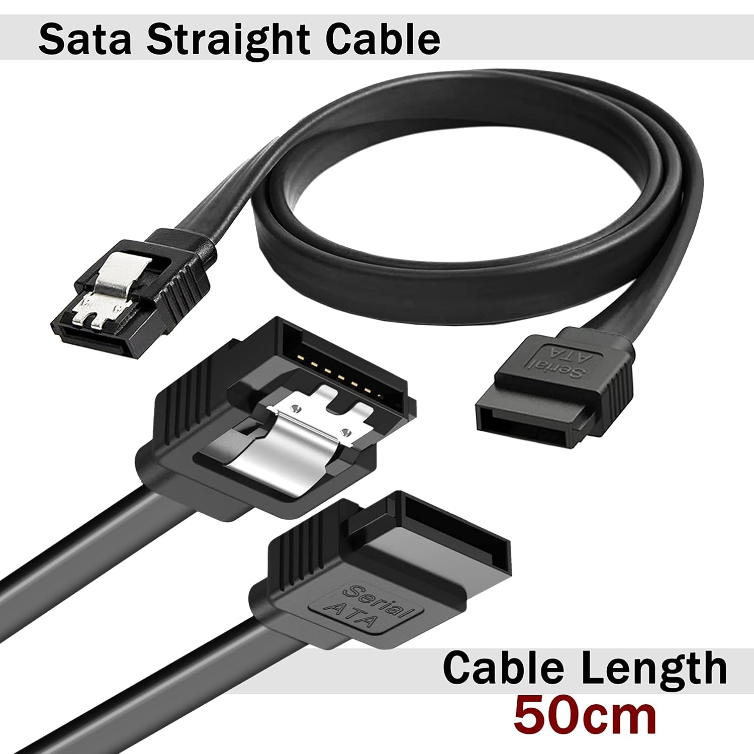 Storite 50cm SATA 3 6.0 Gbps Data Cable with Locking Latch for HDD & SSD (Black )